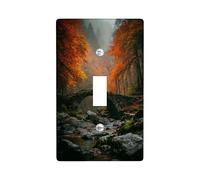Autumn Forest Plaque de protection pour interrupteur Motif feuilles orange et vert vif Idéal pour la décoration saisonnière Taille standard