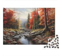 Autumn Forest Stream 100% Recycled Cardboard Autumn Stream 1000Pc Jigsaw for Adults & Kids Unique Beautifully Illustrated 38x26cm/1000pcs