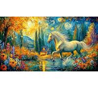 Autumn-Forest-with-Two-Horses-and-a-Leaf-Heart 1000 pièces Puzzle Papier recyclé Jeu Familial Amusant & Stimulant Puzzle Idée Cadeau Parfaite à des Fins de Relaxation 38x52/1000 pièces