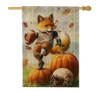 Autumn Fox Drapeau de jardin de sport, bannière décorative en forme de citrouille orange, double face en toile de jute pour décoration de pelouse pour célébrations d'automne 71 x 101 cm