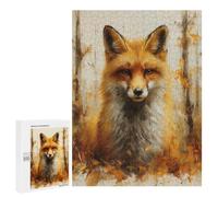 Autumn Fox Portrait Painting Puzzle 1000 Pièces Educa Jouet en Bois Cadeau Unique Décoration Intérieure Jeu Éducatif Challenge Toy Adultes Et Enfants À Partir De 14 Ans 500 PCS