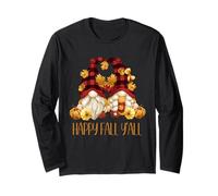 Autumn Gnomes Couple with Pumpkins for Women Happy Fall Yall Manche Longue