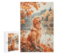Autumn Golden Retriever by Lake Puzzle 1000 Pièces Educa Jouet en Bois Cadeau Unique Décoration Intérieure Jeu Éducatif Challenge Toy Adultes Et Enfants À Partir De 14 Ans 1000 PCS