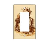 Autumn Harvest Plaque de protection pour interrupteur, citrouilles et fleurs beige chaud pour décoration d'intérieur, plaques murales en thermoplastique, taille standard à bascule simple