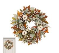 Autumn Harvest Wreath - Fall Front Door Decoration, With Pumpkin Maple Leaves, Rustic Seasonal Ornament, Full Foliage Ring, Elegant Handmade Craft | Vibrant With Realistic Look For Apartment