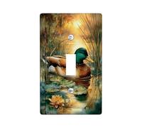 Autumn Lake Duck Plaque de protection pour interrupteur, belle sauvagine aux couleurs de la forêt, plaques murales thermoplastique, parfaites pour la décoration de la maison, style nature