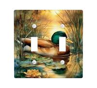 Autumn Lake Duck Plaque de protection pour interrupteur, belle sauvagine aux couleurs de la forêt, plaques murales thermoplastique, parfaites pour la décoration de la maison, style nature double