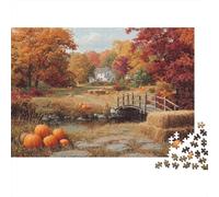 Autumn Landscape Scene Colourful Autumn Farm 1000 Pieces Jigsaws Adults and Children Fun Activity for Rainy Days 38x26cm/1000pcs