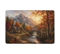 Autumn Landscape with Stone Bridge Tapis 150 x 100 cm, Doux et Antidérapant | Tapis 150 x 100 cm avec surface douce; ajoute une touche douce et décorative; pour petits espaces intérieurs