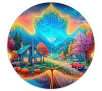 Autumn Leaf Landscape 1000 Pièces Puzzle Circulaire Puzzles Classiques Pression Réduite Puzzle Jeu D'Intelligence Décoration pour Enfants Cadeau 1000pcs (67.5x67.5cm)