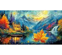 Autumn-Leaf-Village-Fantasy Puzzle pour Adultes 1000 pièces Jeu Stimulant Jeux éducatifs Beau Puzzle de décoration pour décoration Murale et Cadeaux 38x26/1000 pièces