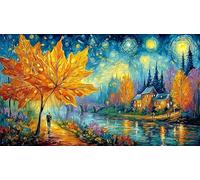 Autumn-Leaves-Against-Cosmic-Background Papier recyclé Puzzle 1000 pièces Idée Cadeau Parfaite Jeux éducatifs pour Femmes et Hommes Beau Puzzle de décoration 38x26/1000 pièces