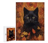 Autumn Leaves Black Cat Art Print-1 Puzzle 500 Pièces Educa Jouet en Bois Cadeau Unique Décoration Intérieure Jeu Éducatif Challenge Toy Adultes Et Enfants À Partir De 14 Ans 500 PCS