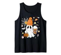 Autumn Men Women Cute Ghost Drinking Coffee Spooky Halloween Débardeur