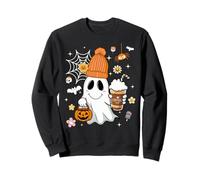 Autumn Men Women Cute Ghost Drinking Coffee Spooky Halloween Sweatshirt