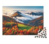 Autumn Mountains Jigsaw Puzzle 1000 Piècess Papier Recyclé Misty Valley Puzzles Educational Game Challenge Fun Family Game pour Adultes and Age 10 70x50cm/1000pcs