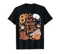 Autumn Nurse Life Sunflowers Pumpkins Coffee Boots Cozy T-Shirt