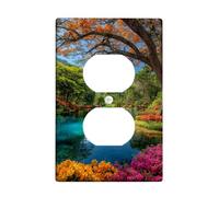 Autumn Oasis Plaques de protection pour interrupteur de lumière, paysage tropical vibrant pour décoration d'intérieur, plaques murales thermoplastiques, prise duplex simple de taille standard