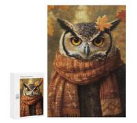 Autumn Owl with Scarf Puzzle 300 Pièces Educa Jouet en Bois Cadeau Unique Décoration Intérieure Jeu Éducatif Challenge Toy Adultes Et Enfants À Partir De 14 Ans 300 PCS