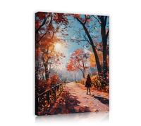 Autumn Path Toile Art mural Belle promenade Affiches panoramiques Peintures d’œuvres Peintures d’art Fresques nature de la saison d’automne Photos de fresques nature pour la décor de bureau 40x60cm