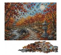 Autumn Path with Stone Lantern Painting Puzzle en Bois, 500 pièces | Une activité puzzle flexible - un loisir concentré autour de la table sur plusieurs sessions.
