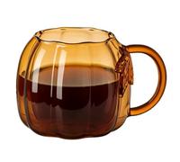 Autumn Pumpkin Glass Mug | 550ml Glass Autumn Pumpkin-Shaped Tea Cups | Transparent Coffee And Tea Cup With Handle, For Milk, Whiskey, Water, Picnic, Fishing, Outdoor, Holiday, Campfire