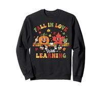 Autumn Pumpkin Teacher Retro Fall in Love with Learning Sweatshirt
