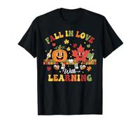 Autumn Pumpkin Teacher Retro Fall in Love with Learning T-Shirt