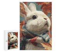 Autumn Rabbit with Plaid Scarf Puzzle 1000 Pièces Educa Jouet en Bois Cadeau Unique Décoration Intérieure Jeu Éducatif Challenge Toy Adultes Et Enfants À Partir De 14 Ans 1000 PCS