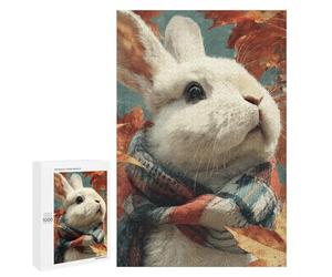 Autumn Rabbit with Plaid Scarf Puzzle 1000 Pièces Educa Jouet en Bois Cadeau Unique Décoration Intérieure Jeu Éducatif Challenge Toy Adultes Et Enfants À Partir De 14 Ans 1000 PCS