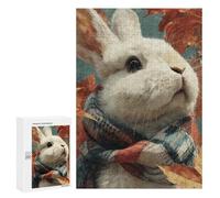 Autumn Rabbit with Plaid Scarf Puzzle 300 Pièces Educa Jouet en Bois Cadeau Unique Décoration Intérieure Jeu Éducatif Challenge Toy Adultes Et Enfants À Partir De 14 Ans 300 PCS