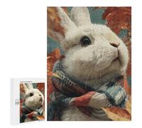 Autumn Rabbit with Plaid Scarf Puzzle 500 Pièces Educa Jouet en Bois Cadeau Unique Décoration Intérieure Jeu Éducatif Challenge Toy Adultes Et Enfants À Partir De 14 Ans 500 PCS