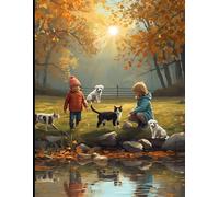 Autumn River Adventures: Children, a Cat & Cozy Fall Days: A Scenic Lined Notebook for Kids, Nature Lovers & Dreamers