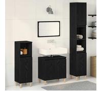 ""Autumn sale""(3 pcs)Support/Meuble WC - Grand espace,Ensemble de mobilier de salle de bain avec stockage Noir 202564