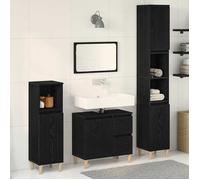 ""Autumn sale""（3 pcs）Support/Meuble WC - Grand espace,Ensemble de mobilier de salle de bain avec tiroir Noir 20254063