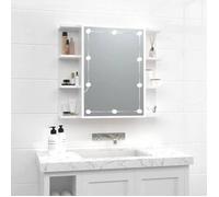 ""Autumn sale""Armoire à miroir Support/Meuble WC - Grand espace - Armoire à miroir avec LED Blanc brillant 70x16,5x60 cm 202534288