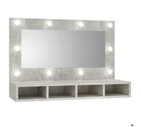 ""Autumn sale""Armoire à miroir Support/Meuble WC - Grand espace - Armoire à miroir avec LED Gris béton 90x31,5x62 cm 2025114425