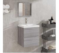 ""Autumn sale""Armoire à miroir Support/Meuble WC - Grand espace - Armoire de bain et miroir Sonoma gris ,Bois d'ingénierie 20259383