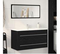 ""Autumn sale""Meuble pour Vasque à Poser/Meuble WC - Cabinet de Lavabo Chêne noir 90 x 45 x 1.5 cm ,Bois d'ingénierie 202556