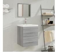 ""Autumn sale""Meuble pour Vasque à Poser/Meuble WC - Meuble lavabo avec bassin intégré Sonoma gris ,Bois d'ingénierie 2025425237
