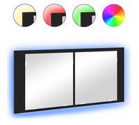 ""Autumn sale""Support/Meuble WC - Grand espace,Cabinet Miroir LED avec étagère Chêne noir 100 x 12 x 45 cm 2025858241