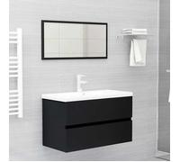 ""Autumn sale""Support/Meuble WC - Grand espace,Ensemble de meubles salle de bain (2 pcs) noir ,Bois d'ingénierie 20254