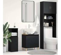 ""Autumn sale""Support Vasque/Meuble bas WC - Armoire d'évier Chêne noir 58 x 33 x 60 cm ,Bois d'ingénierie 2025175431