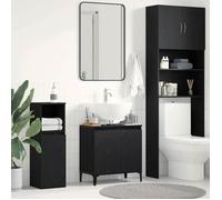 ""Autumn sale""Support Vasque/Meuble bas WC - Armoire d'évier Chêne noir 58 x 33 x 60 cm ,Bois d'ingénierie 2025112041