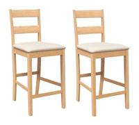 ""Autumn sale"" Tabourets de bar avec coussins 2pcs naturel bois massif d'hévéa - confort optimal - Contemporain - 41.5x48x95 cm