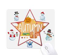 Autumn Season Illustration Christmas Snowman Family Star Mouse Pad