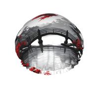 Autumn Serenity Mount Fuji Bonnet de douche imperméable réutilisable pour femme - Couvre-cheveux élastique pour bain, spa, voyage et utilisation quotidienne