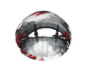 Autumn Serenity Mount Fuji Bonnet de douche imperméable réutilisable pour femme - Couvre-cheveux élastique pour bain, spa, voyage et utilisation quotidienne