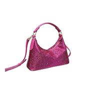 Autumn Simple Pure Color Niche Rhinestone Hand-Held Single Shoulder Underarm Bag For Women(9891-Rose Red)