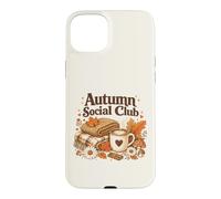 Autumn Social Club Cozy Fall Esthétique Motif Feuilles de café Coque pour iPhone 15 Plus